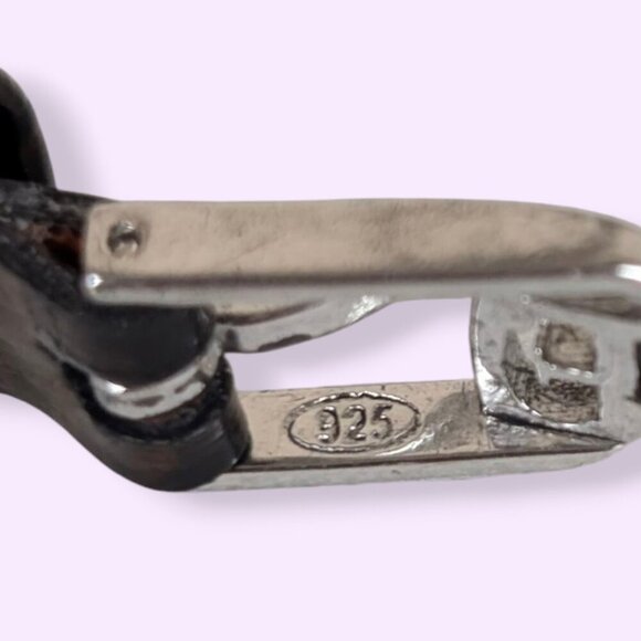 Ferrante Italian Black Leather & Sterling Silver Bracelet & Sliding Charms - Picture 6 of 7